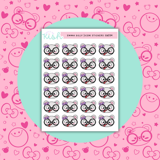 Silly| Emma Bear| Emoti| Sticker Sheet