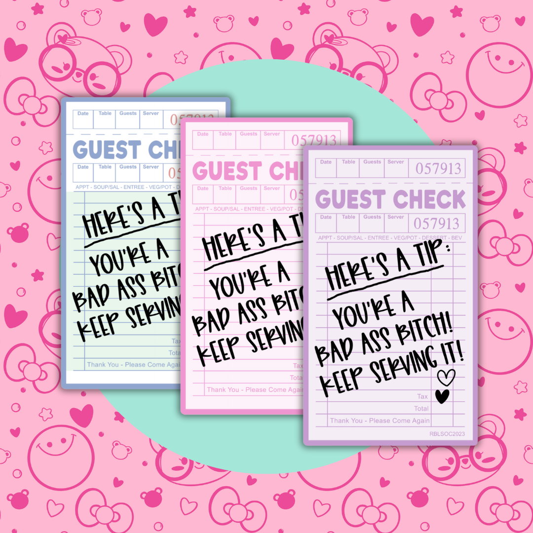 Guest Check: Here's a Tip| Sticker Flake| Matte Vinyl