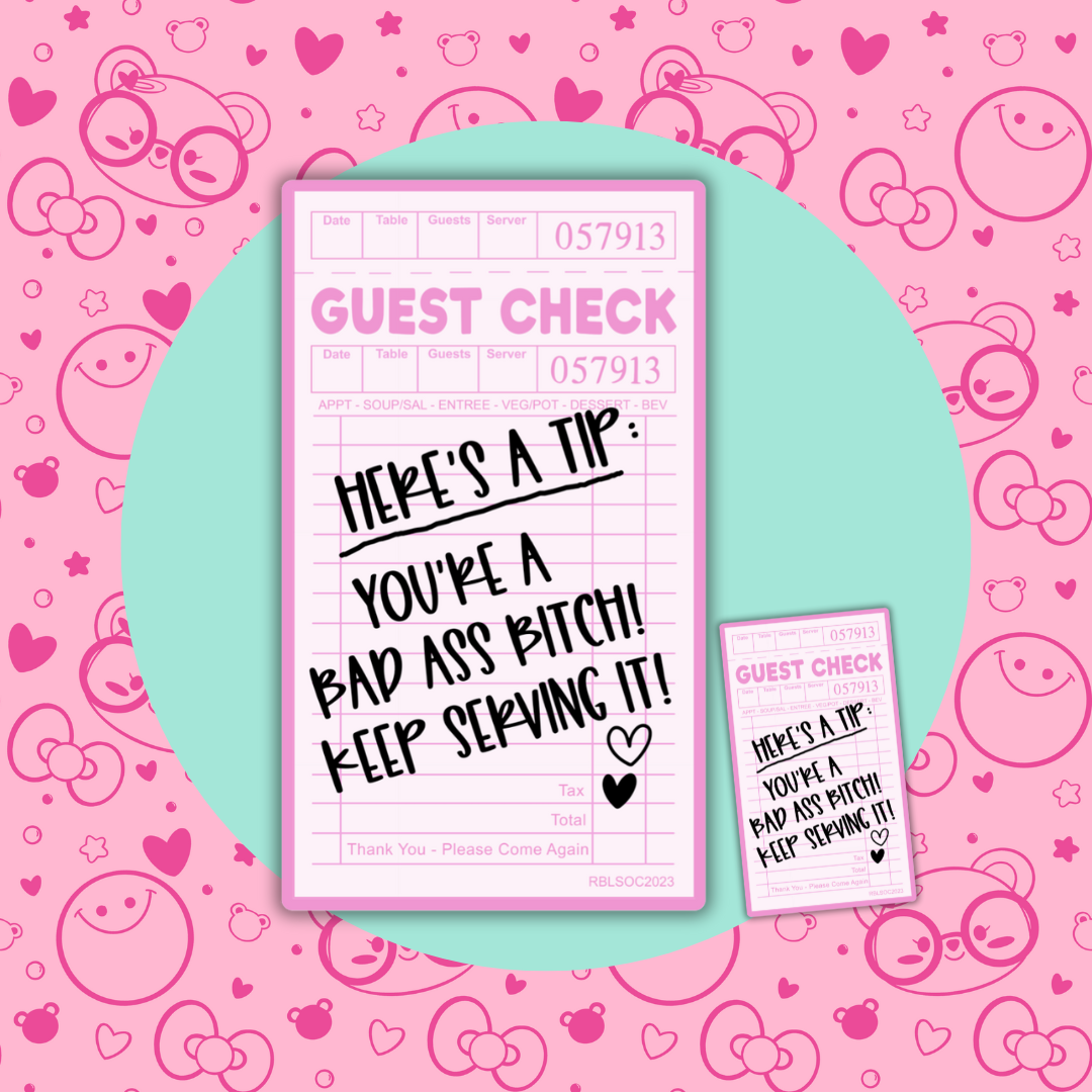 Guest Check: Here's a Tip| Sticker Flake| Matte Vinyl