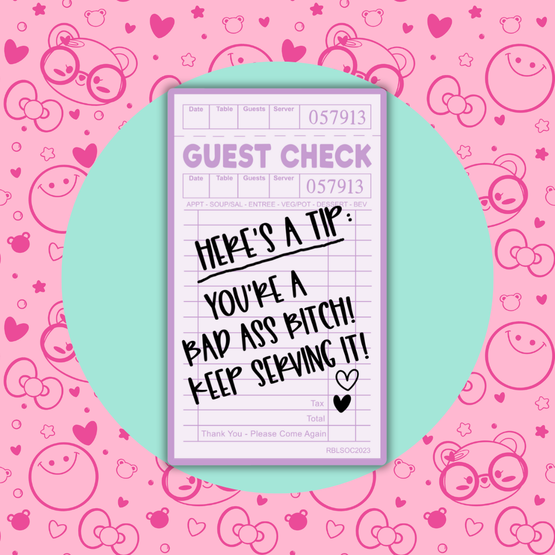 Guest Check: Here's a Tip| Sticker Flake| Matte Vinyl