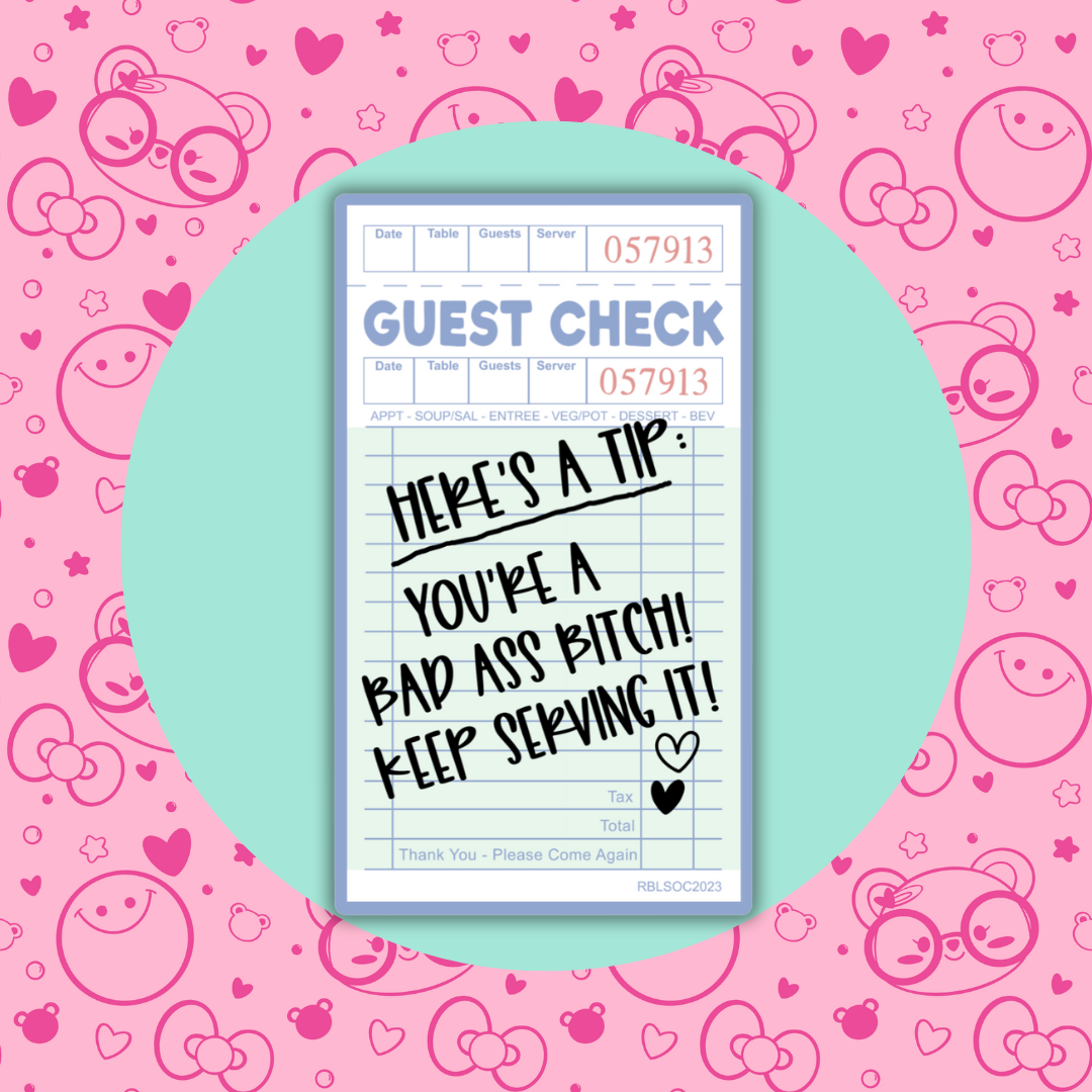 Guest Check: Here's a Tip| Sticker Flake| Matte Vinyl