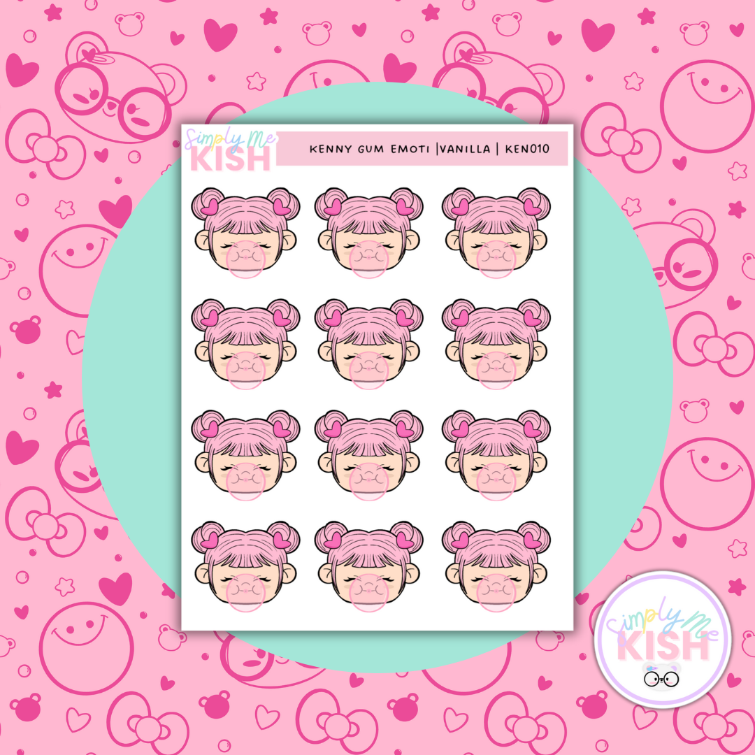 Kenny Bubble Gum Emoti | Character Doodles | Sticker Sheet