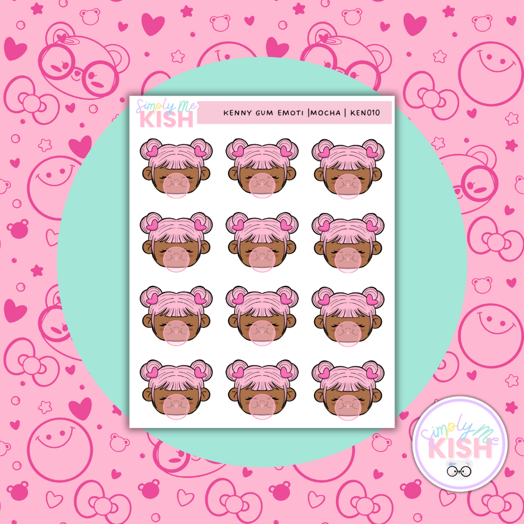 Kenny Bubble Gum Emoti | Character Doodles | Sticker Sheet