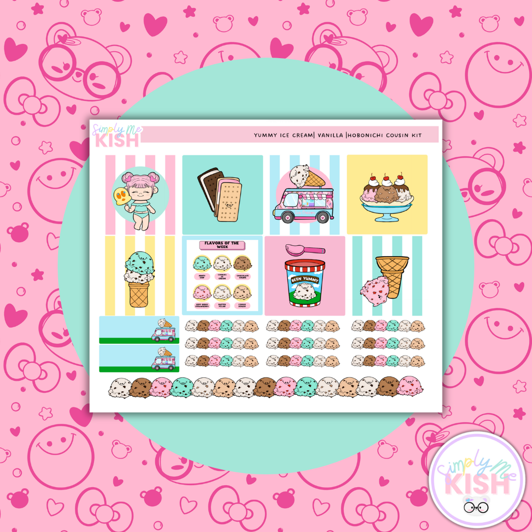 Yummy Ice Cream| Hobonichi Cousin| Planner Kit