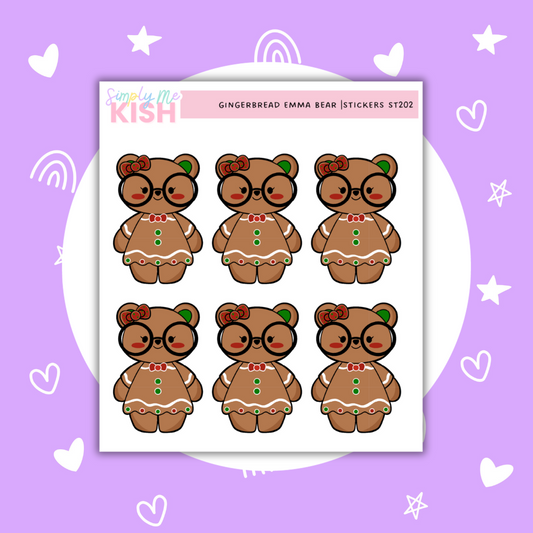 Gingerbread Emma Bear | Sticker Sheet