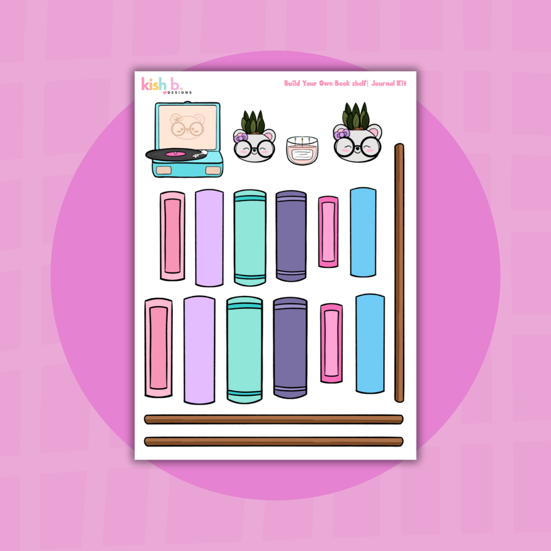 Build Your Own Bookshelf | DIY Sticker Kit |Journal Stickers