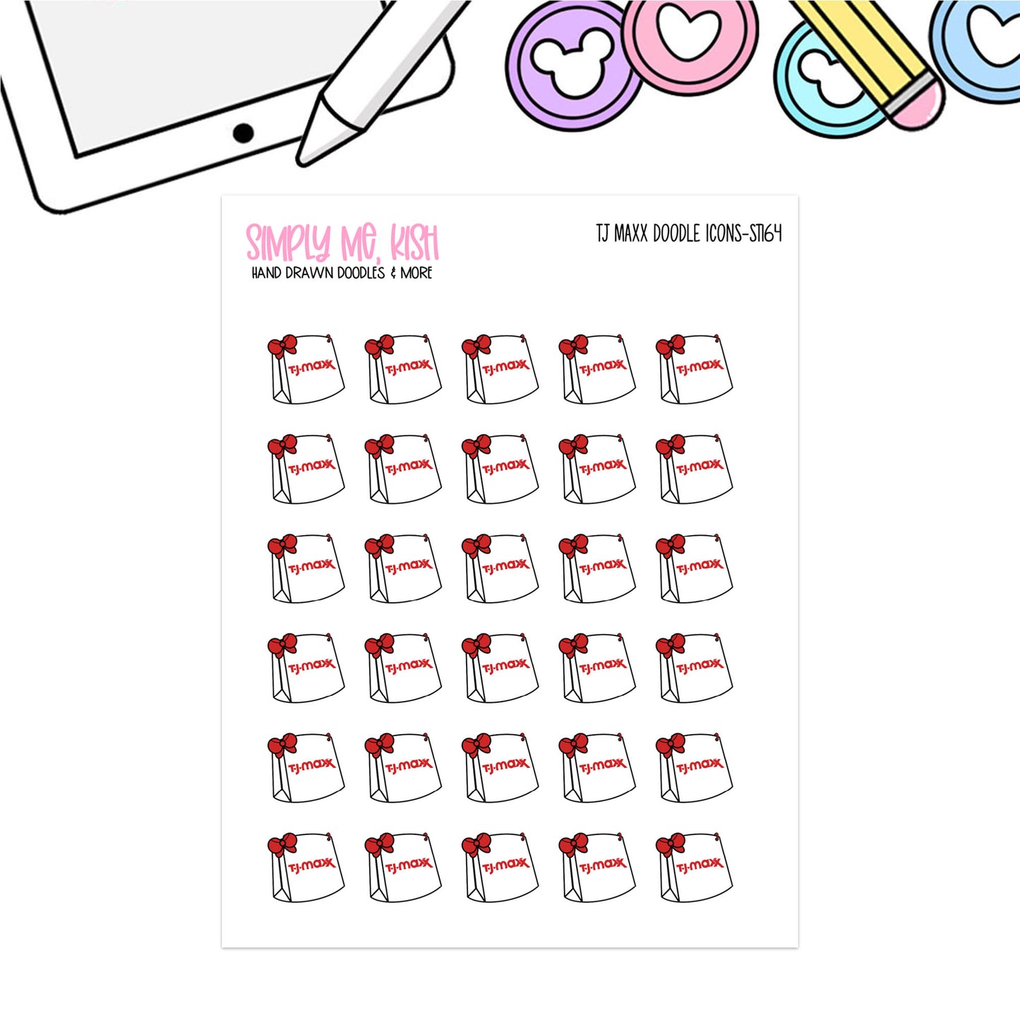 TJ Maxx Shopping Bag Doodle Icon Stickers