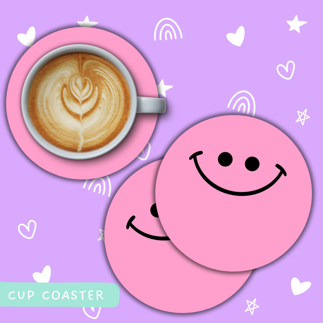 Pink Happy Face | Cup Coaster