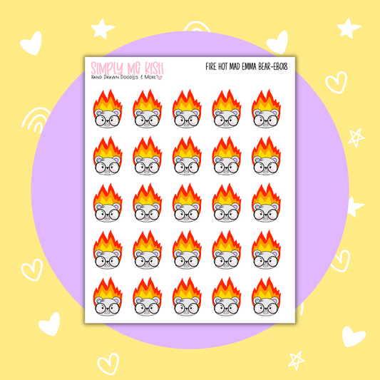 Fire Hot Mad (Emma Bear) Stickers