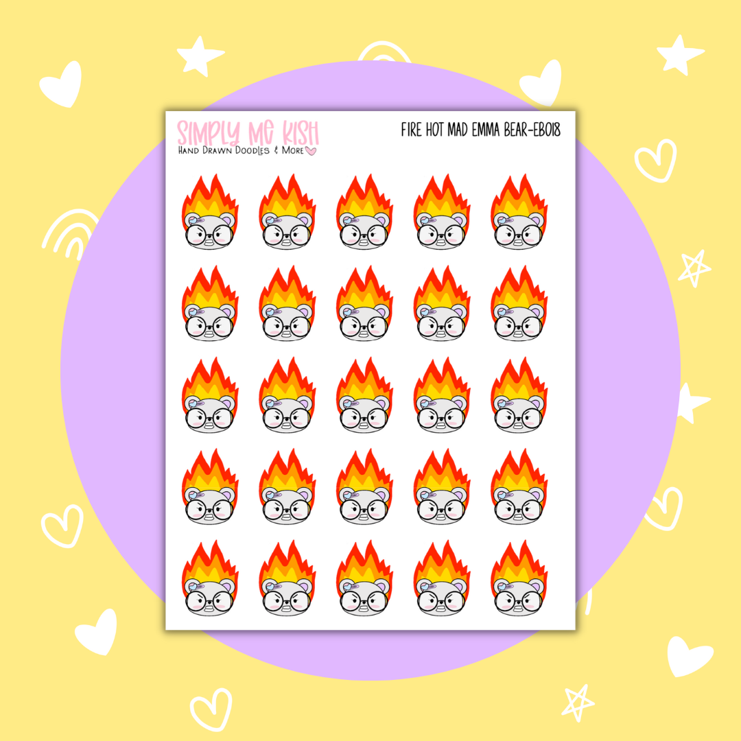 Fire Hot Mad (Emma Bear) Stickers