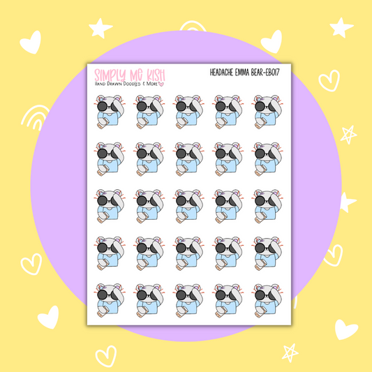 Headache | Emma Bear| Doodle|  Stickers
