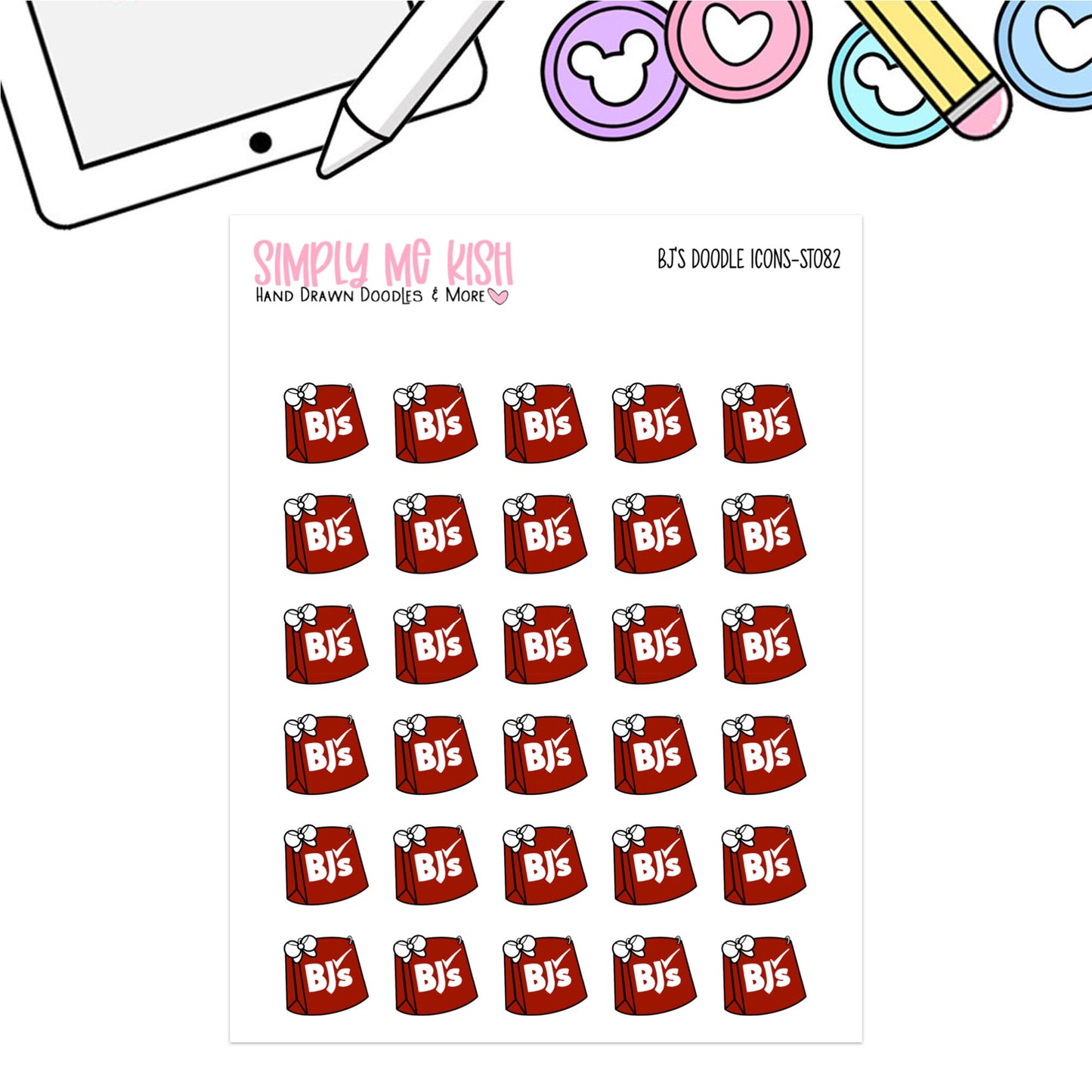 BJ's Shopping Bag Doodle Icon Stickers