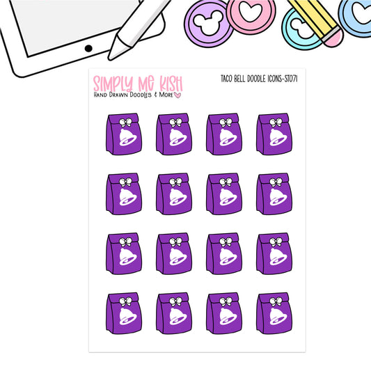 Taco Bell |Takeout | Doodle | Icon Stickers
